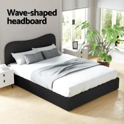 Queen Size Boucle Upholstered Bed Frame Soft Padded Platform Bed Modern Durable Bedroom Furniture