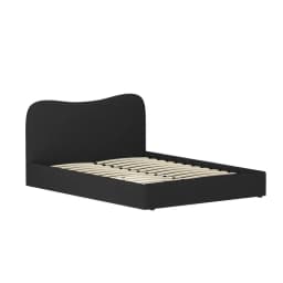 Queen Size Boucle Upholstered Bed Frame Soft Padded Platform Bed Modern Durable Bedroom Furniture