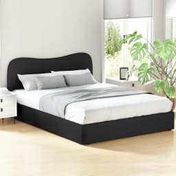 Queen Size Boucle Upholstered Bed Frame Soft Padded Platform Bed Modern Durable Bedroom Furniture