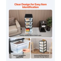 SucceBuy Plastic Storage Drawers Cart w/ Wheels Rolling Closet Organization and Storage Dividers for Office Supplies Classrooms