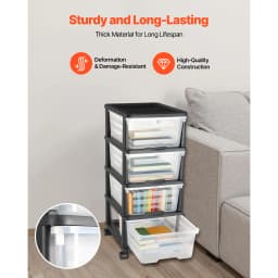 SucceBuy Plastic Storage Drawers Cart w/ Wheels Rolling Closet Organization and Storage Dividers for Office Supplies Classrooms