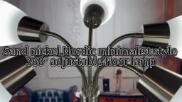 Modern Reading Floor Lamp Stand Up Lamps with Adjustable Arms 5 Head PVC Lampshade Sand Nickel Modern Bright Tall Metal Pole Lamp