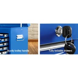 9 Drawer Steel Tool Cabinet Mobile Garage Organizer Storage Chest Blue Heavy Duty Workshop Toolbox