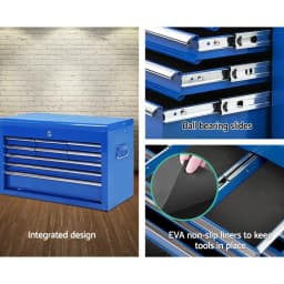 9 Drawer Steel Tool Cabinet Mobile Garage Organizer Storage Chest Blue Heavy Duty Workshop Toolbox