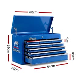 9 Drawer Steel Tool Cabinet Mobile Garage Organizer Storage Chest Blue Heavy Duty Workshop Toolbox