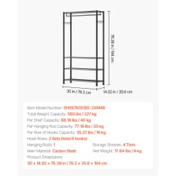 SucceBuy Clothing Garment Rack 3/4 Adjustable Tiers with Carbon Steel 450/500 lbs Closet Wardrobe for Bedroom Clothing Store