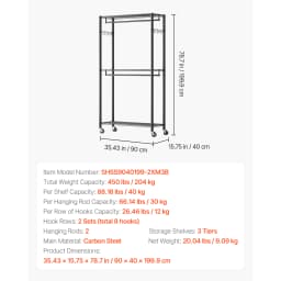 SucceBuy Clothing Garment Rack 3/4 Adjustable Tiers with Carbon Steel 450/500 lbs Closet Wardrobe for Bedroom Clothing Store