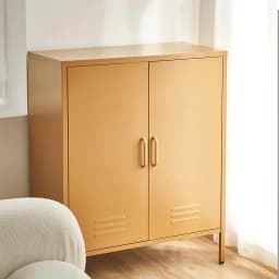 Metal Sideboard Storage Cabinet Yellow Buffet Cupboard for Living Room Kitchen Dining Room Modern Home Furniture