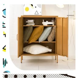 Metal Sideboard Storage Cabinet Yellow Buffet Cupboard for Living Room Kitchen Dining Room Modern Home Furniture