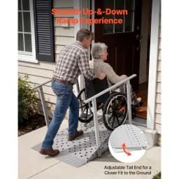 SucceBuy 440LBS Wheelchair Ramp 44.9x33.5in with Handrails Aluminum Handicap Ramp Portable Threshold Ramps for Home Steps Stairs