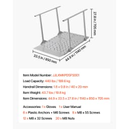 SucceBuy 440LBS Wheelchair Ramp 44.9x33.5in with Handrails Aluminum Handicap Ramp Portable Threshold Ramps for Home Steps Stairs