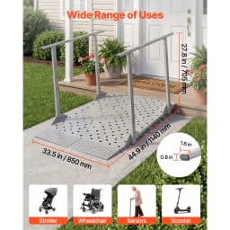 SucceBuy 440LBS Wheelchair Ramp 44.9x33.5in with Handrails Aluminum Handicap Ramp Portable Threshold Ramps for Home Steps Stairs
