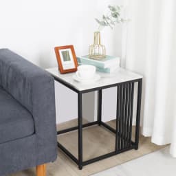 LUVODI White Square Coffee Table Luxury Sintered Stone Sofa Side End Table for Living Room Bedroom Balcony