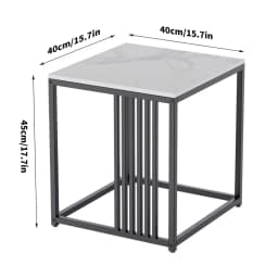 LUVODI White Square Coffee Table Luxury Sintered Stone Sofa Side End Table for Living Room Bedroom Balcony