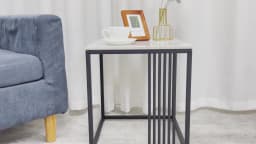 LUVODI White Square Coffee Table Luxury Sintered Stone Sofa Side End Table for Living Room Bedroom Balcony
