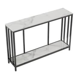 Long-Style 47.2 Inch Console Entryway Table with Metal Black Frame 2 Tiers Sofa Storage Display Table for Hallway Living Room