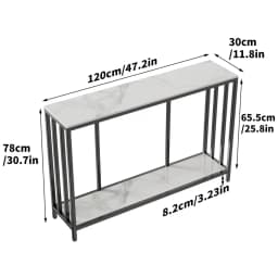 Long-Style 47.2 Inch Console Entryway Table with Metal Black Frame 2 Tiers Sofa Storage Display Table for Hallway Living Room