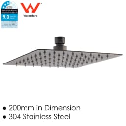 **Sydney Stock** KYLINS Brushed Gold Nickel Gun Metal Chrome Black 8/10/12/16'' Square Round Rain Shower Head WELS WATERMARK