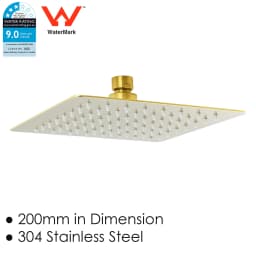 **Sydney Stock** KYLINS Brushed Gold Nickel Gun Metal Chrome Black 8/10/12/16'' Square Round Rain Shower Head WELS WATERMARK