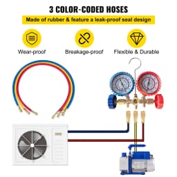 SucceBuy Vacuum Pump 4CFM 1/4HP HVAC A/C Air Refrigerant Rotary Vane Vacuum Pump 1-Stage 1 Valve AC Manifold Gauge R134a Set