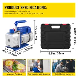 SucceBuy Vacuum Pump 4CFM 1/4HP HVAC A/C Air Refrigerant Rotary Vane Vacuum Pump 1-Stage 1 Valve AC Manifold Gauge R134a Set