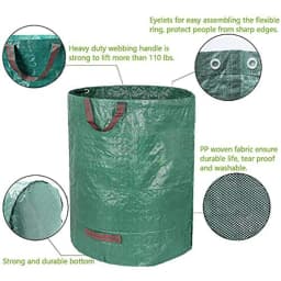 4Pcs 272 Liter Large Garden Waste Bag Leaf Rubbish Plant Grass Sack Reusable Carry