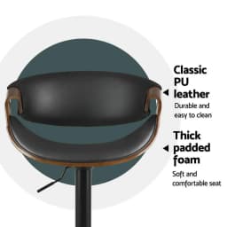 4 Pack Adjustable Gas Lift Leather Bar Stools with Armrests Modern Swivel Counter Height Chairs