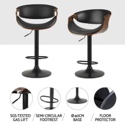 4 Pack Adjustable Gas Lift Leather Bar Stools with Armrests Modern Swivel Counter Height Chairs