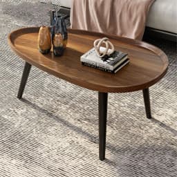 LUVODI Small Irregular Drop-Shaped Coffee Table Set Solid Wooden 2-in-1 Sofa Side End Table with Triangle Legs for Living Room