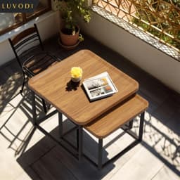 LUVODI Small Irregular Drop-Shaped Coffee Table Set Solid Wooden 2-in-1 Sofa Side End Table with Triangle Legs for Living Room
