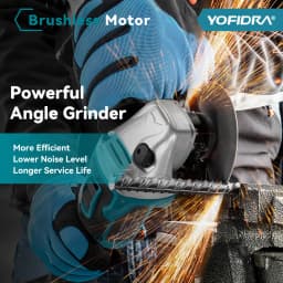 YOFIDRA 125mm Brushless Electric Angle Grinder 4 Gears Metal Wood Grinding Polishing Cutting Tool For Makita 18V-21V Battery Pin