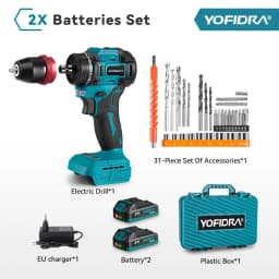 YOFIDRA 10mm 24 Gears Brushless Electric Screwdriver Drill Cordless Efficient Impact Drill Power Tool For Makita 21V Battery Pin