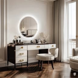 80cm Round LED Bathroom Mirror with Anti-Fog, Dimmable Backlit, Touch Control, Wall Mounted