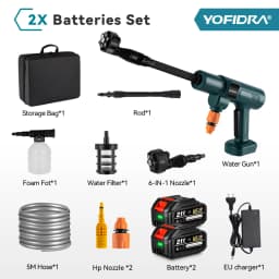 YOFIDRA 200Bar Brushless Electric High Pressure Washer 6-in-1 Car Washing Garden Water Gun For Makita 21V Battery Pin Spray Gun