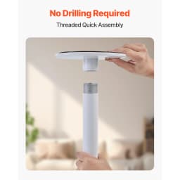 SucceBuy Floor-to-Ceiling Transfer Pole Tension Mounted Bathroom Grab Bar with Anti-Slip Curve Handle 300 Lbs Capacity White