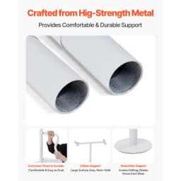 SucceBuy Floor-to-Ceiling Transfer Pole Tension Mounted Bathroom Grab Bar with Anti-Slip Curve Handle 300 Lbs Capacity White