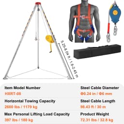 SucceBuy 2600 lbs Confined Space Tripod Kit Winch Confined Space Rescue Tripod Fall Protection for Traditional Confined