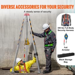 SucceBuy 2600 lbs Confined Space Tripod Kit Winch Confined Space Rescue Tripod Fall Protection for Traditional Confined