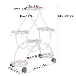 6 Tiered Metal Flower Pot Display Stand Indoor Outdoor Tall Plant Rack with Rolling Wheels