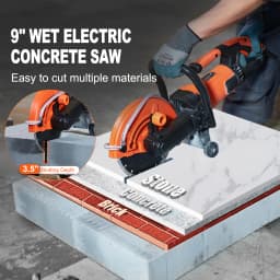 SucceBuy Electric Concrete Saw 9 in 1800 W 15A Motor Circular Saw Cutter with 3.5 in Cutting Depth Wet/Dry Disk Cutter for Stone