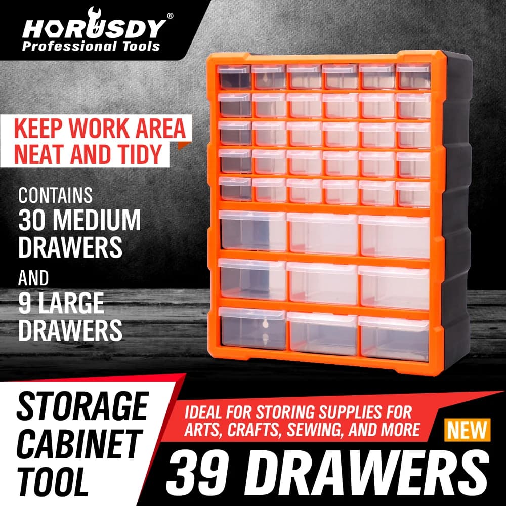 HORUSDY 39 Drawers Storage Cabinet Tool Box Bin Chest Case Plastic Organiser Divider