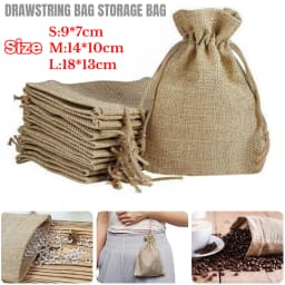 50PCS Drawstring Storage Bags Bulk Linen Calico Bags snack Tote Gift Bags AU