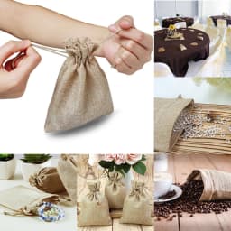 50PCS Drawstring Storage Bags Bulk Linen Calico Bags snack Tote Gift Bags AU