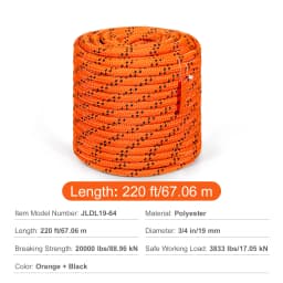 SucceBuy 220 ft Dual-Weave Polyester Rope 48-Strand Outdoor Accessories Emergency Cord for Camping Swinging Rappelling Rescue