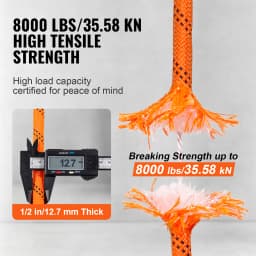 SucceBuy 220 ft Dual-Weave Polyester Rope 48-Strand Outdoor Accessories Emergency Cord for Camping Swinging Rappelling Rescue