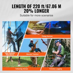 SucceBuy 220 ft Dual-Weave Polyester Rope 48-Strand Outdoor Accessories Emergency Cord for Camping Swinging Rappelling Rescue