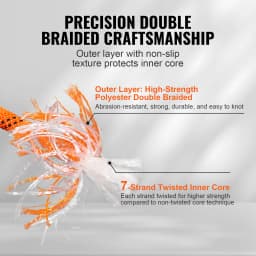 SucceBuy 220 ft Dual-Weave Polyester Rope 48-Strand Outdoor Accessories Emergency Cord for Camping Swinging Rappelling Rescue