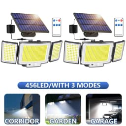 456 LEDs Solar Spotlight With Motion Sensor, Outdoor Flood Lamp, 3 Modes IP65 Garden Light , Courtyard Decorative Camping Lights