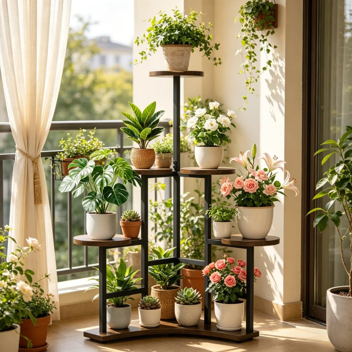 5 Tier Corner Plant Stand Indoor Planter Display Rack Potted Flowers Organizer Stand for Living Room Balcony Patio