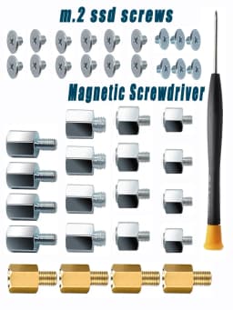 40pcs PCIe NVMe M.2 SSD Mounting Screws Kit with Magnetic Screwdriver for Asus, Gigabyte, ASRock, Msi, Motherboards
